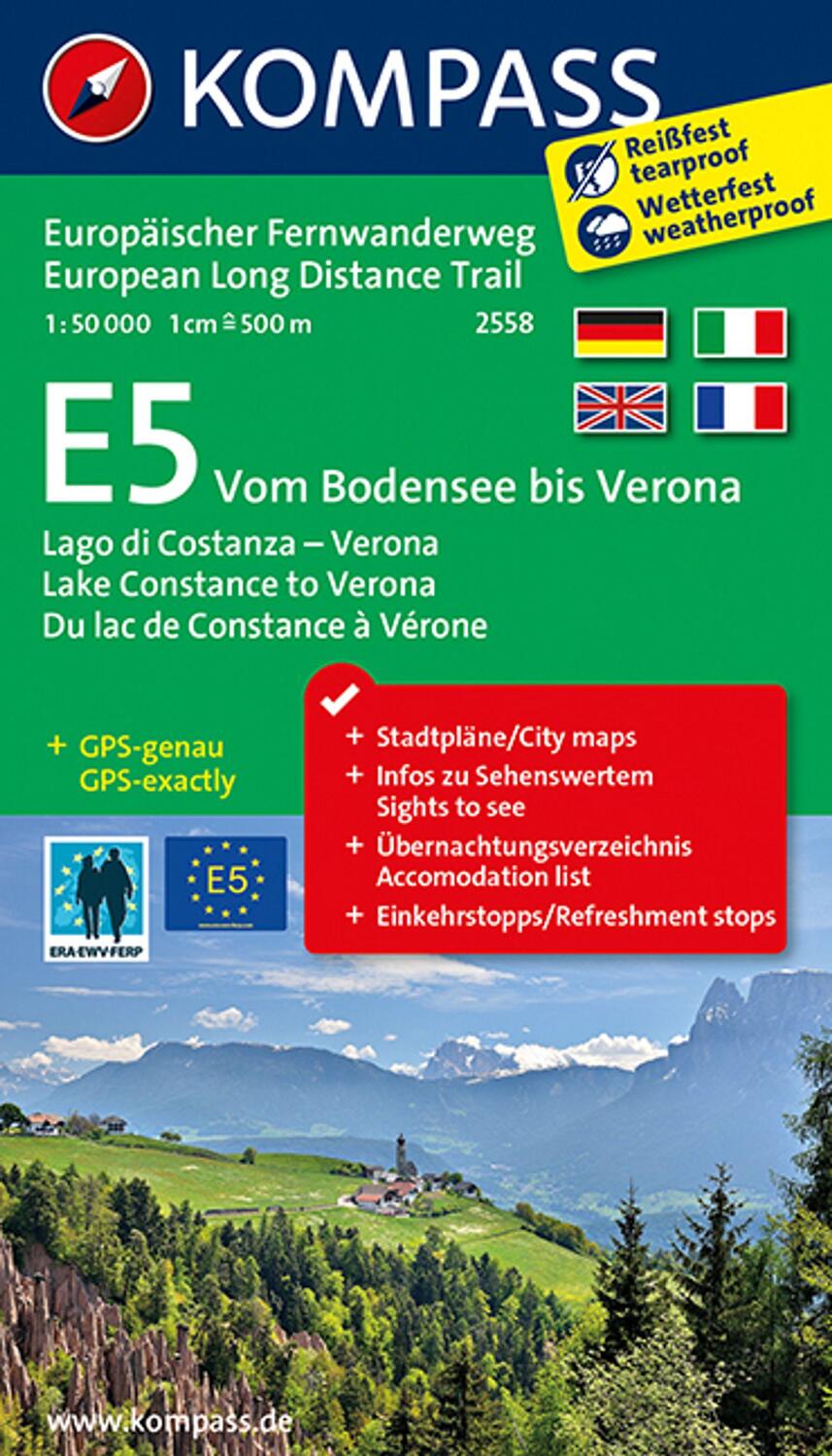 Cover: 9783850269728 | KOMPASS Wander-Tourenkarte Europäischer Fernwanderweg E5 Vom...