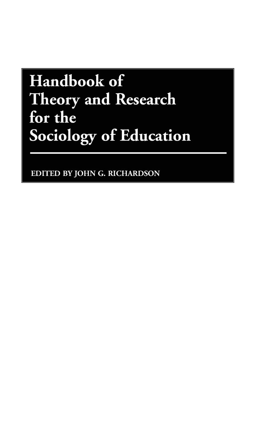 Cover: 9780313235290 | Handbook of Theory and Research for the Sociology of Education | Buch