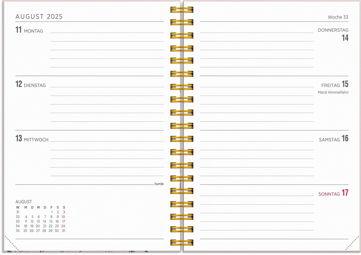 Bild: 7340188003909 | Burde Senator A6 Story Blumen Kalender 2025 | Terminplaner für 2025