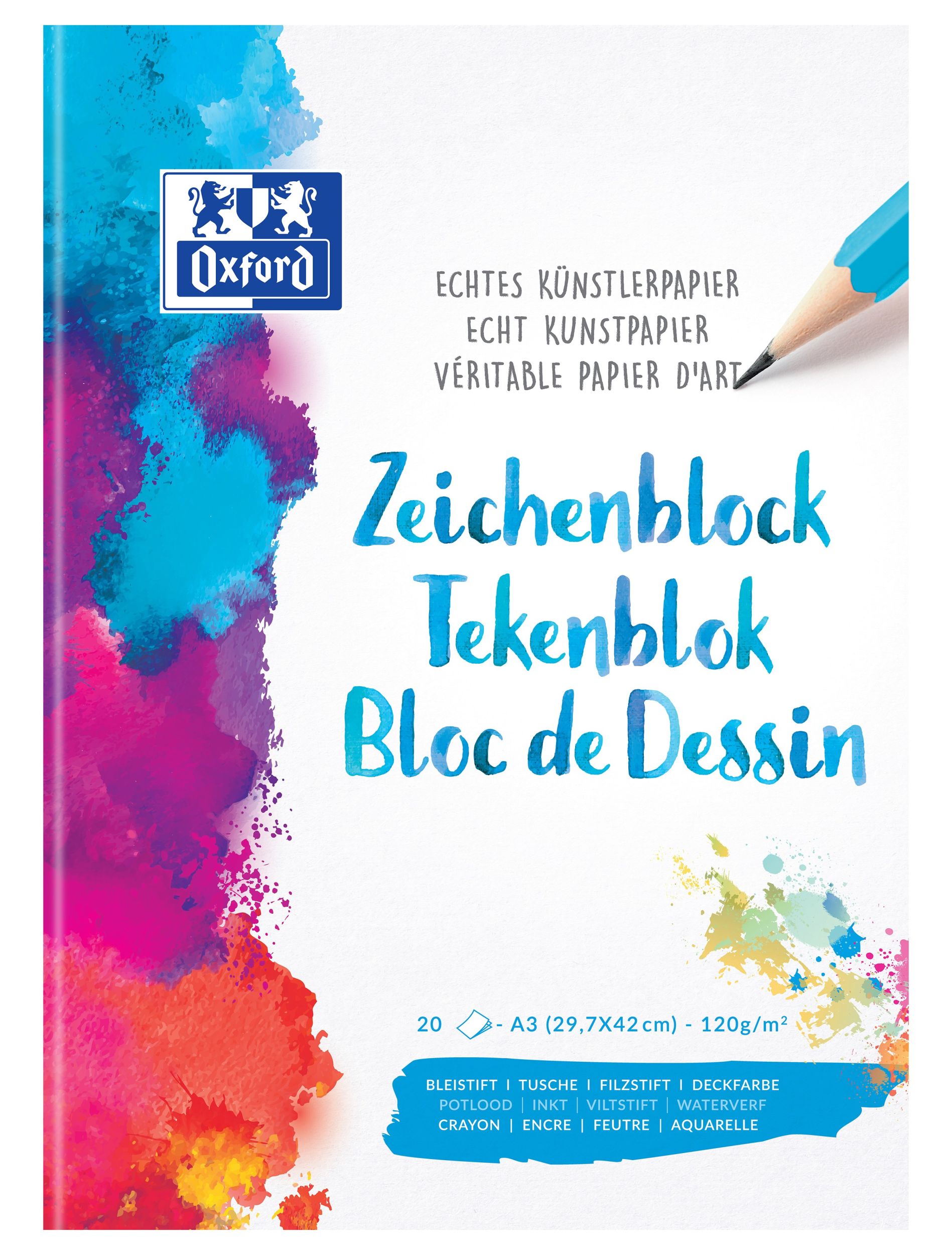 Cover: 4006144952812 | Oxford Zeichenblock A3 blanko, 20 Blatt, 120 g/m² echtes...