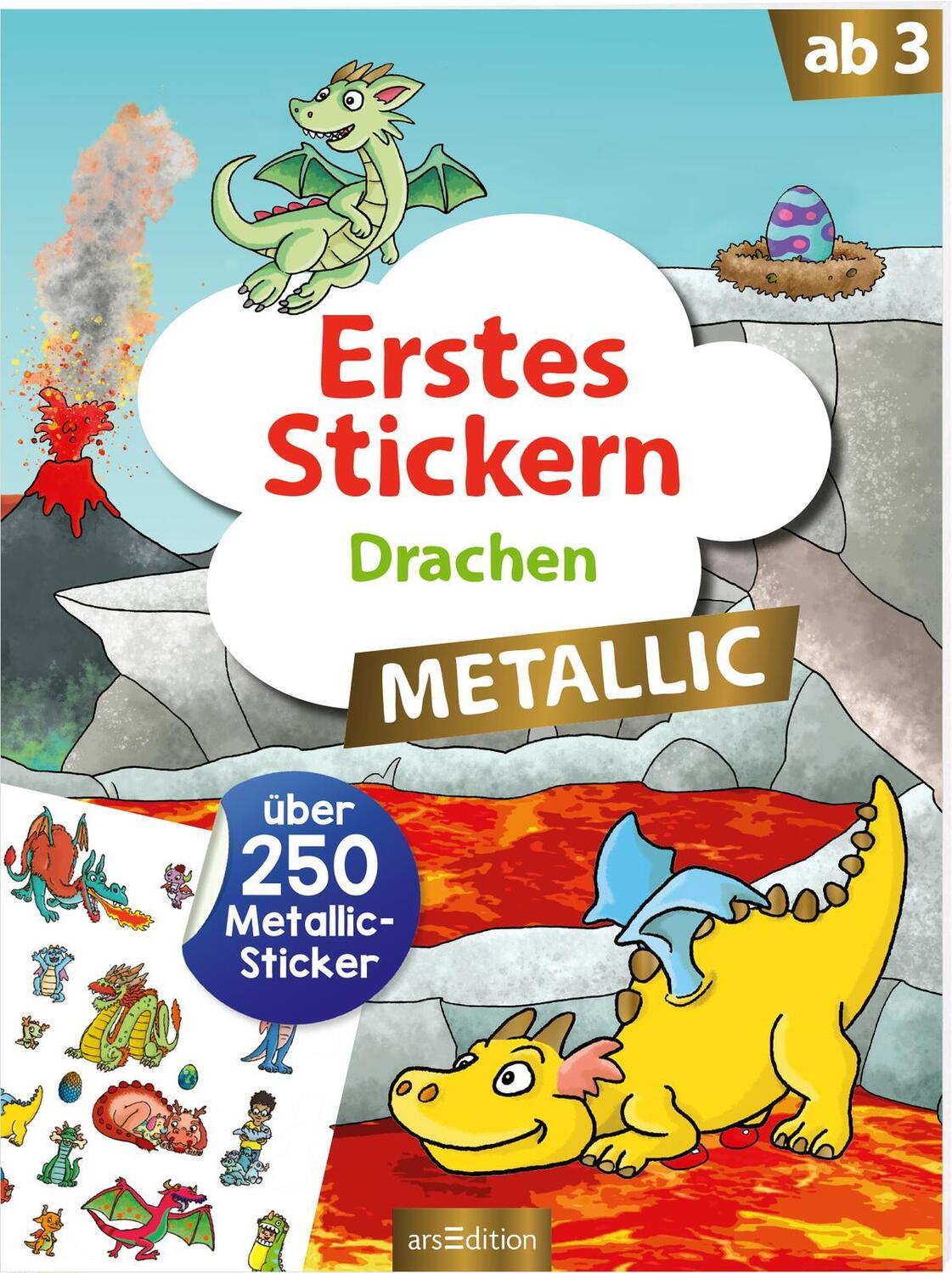 Cover: 9783845853628 | Erstes Stickern Metallic - Drachen | Über 250 Metallic-Sticker | Buch