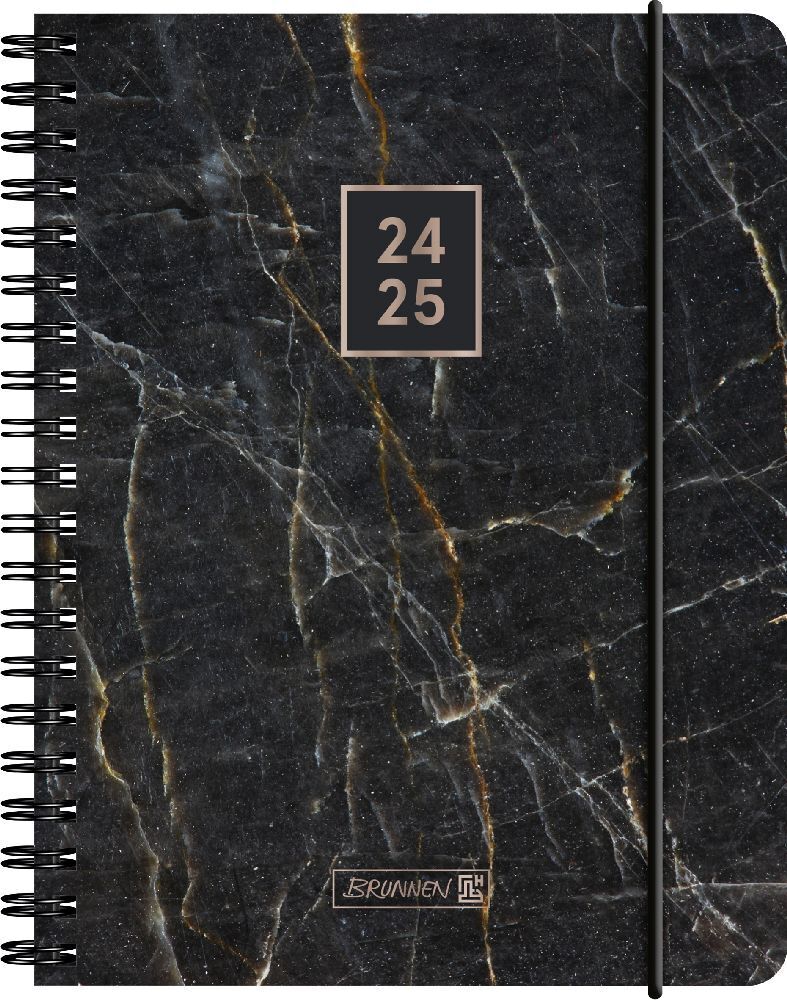 Cover: 4061947119084 | Schülerkal (2024/2025) Black Marble | 2 Seiten = 1 Woche; A6 | 208 S.