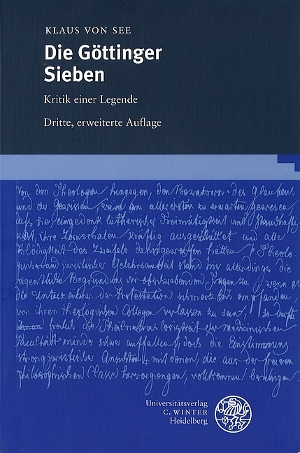 Cover: 9783825310585 | Die Göttinger Sieben | Kritik einer Legende | Klaus von See | Buch