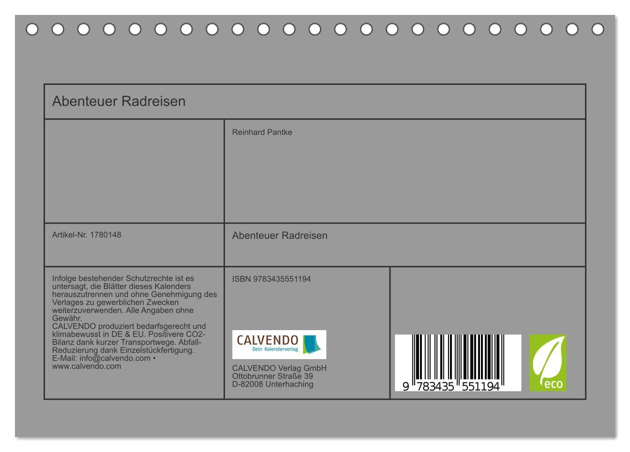 Bild: 9783435551194 | Abenteuer Radreisen (Tischkalender 2025 DIN A5 quer), CALVENDO...