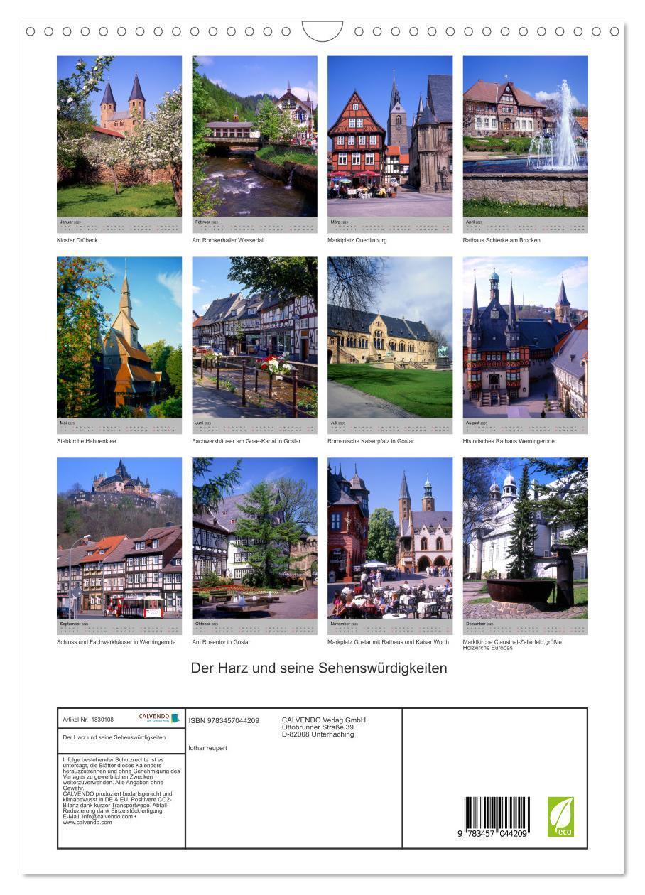 Bild: 9783457044209 | Der Harz und seine Sehenswürdigkeiten (Wandkalender 2025 DIN A3...