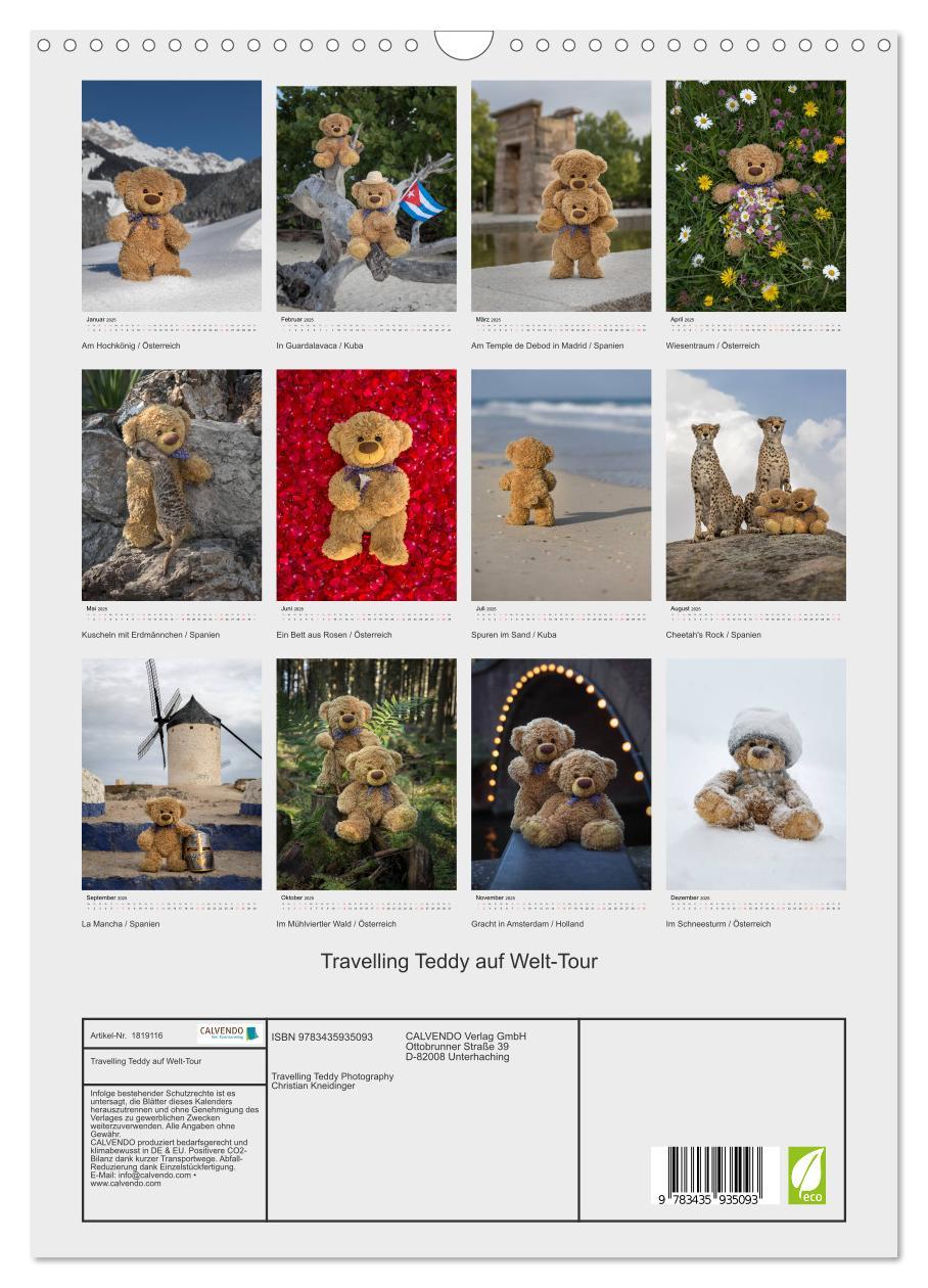 Bild: 9783435935093 | Travelling Teddy auf Welt-Tour (Wandkalender 2025 DIN A3 hoch),...