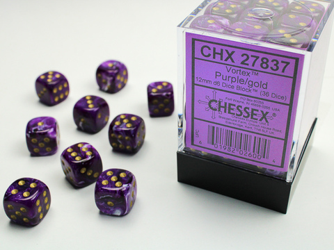 Cover: 601982026004 | Vortex® 12mm d6 Purple/gold Dice Block™ (36 dice) | deutsch | Chessex