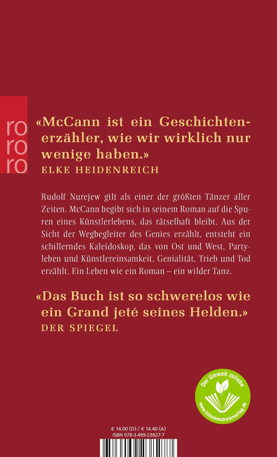 Rückseite: 9783499238277 | Der Tänzer | Colum McCann | Taschenbuch | Deutsch | 2004