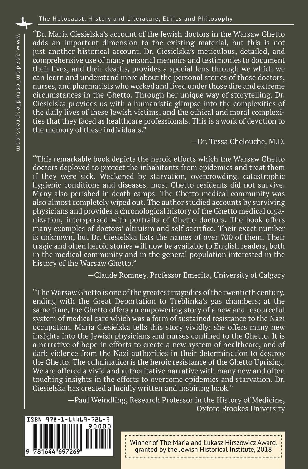 Rückseite: 9781644697269 | The Doctors of the Warsaw Ghetto | Maria Ciesielska | Taschenbuch