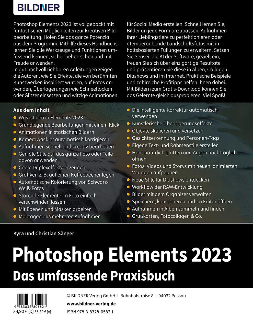 Rückseite: 9783832805821 | Photoshop Elements 2023 - Das umfangreiche Praxisbuch | Sänger (u. a.)