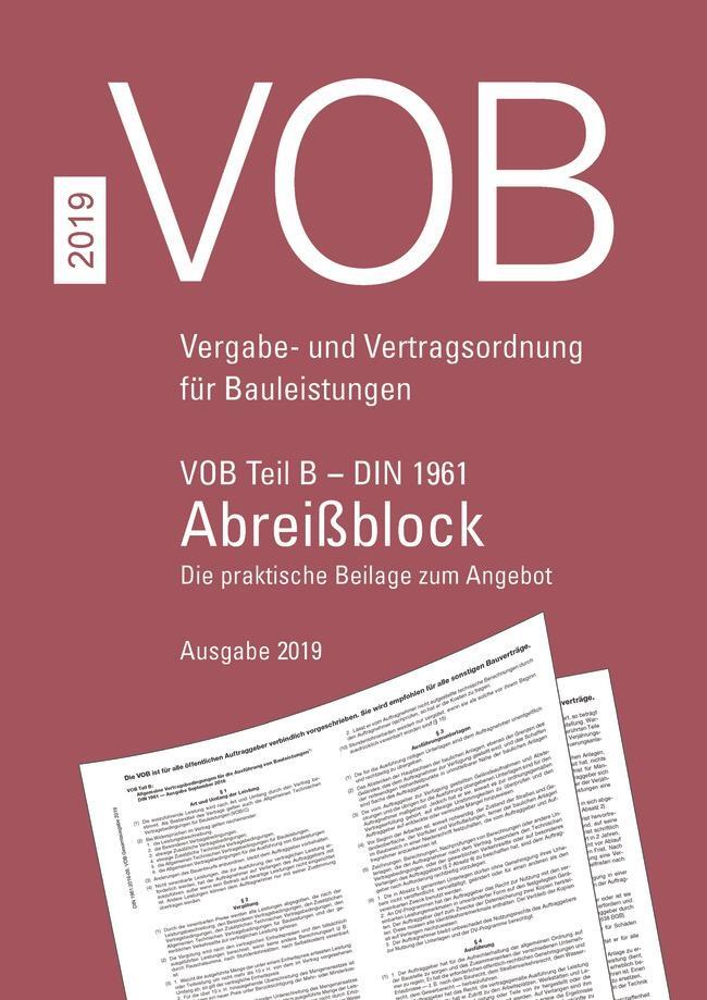 Cover: 9783410296065 | VOB Teil B - DIN 1961 - Abreißblock | Taschenbuch | 200 S. | Deutsch