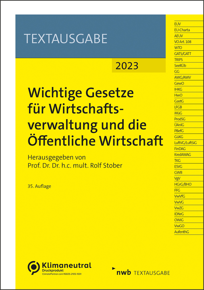 Cover: 9783482675850 | Wichtige Gesetze für Wirtschaftsverwaltung und die Öffentliche...