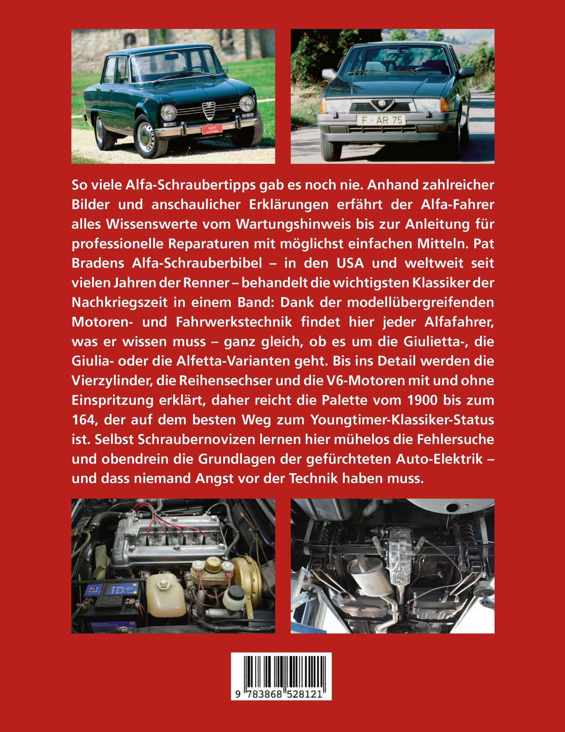 Rückseite: 9783868528121 | Alfa Romeo Schrauberhandbuch | Pat Braden | Buch | 274 S. | Deutsch