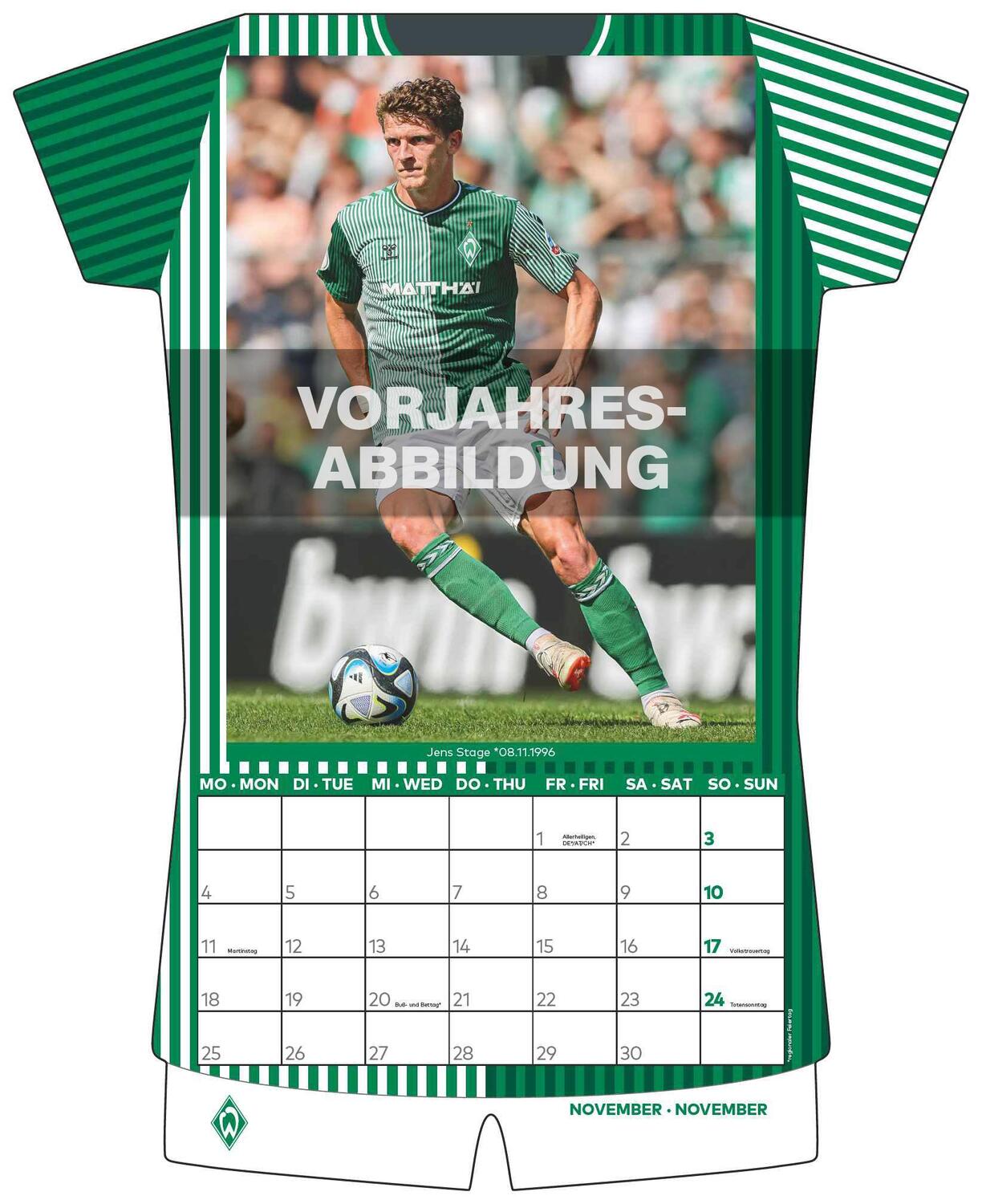 Bild: 4002725994509 | Werder Bremen 2025 - Trikotkalender - Fan-Kalender -...