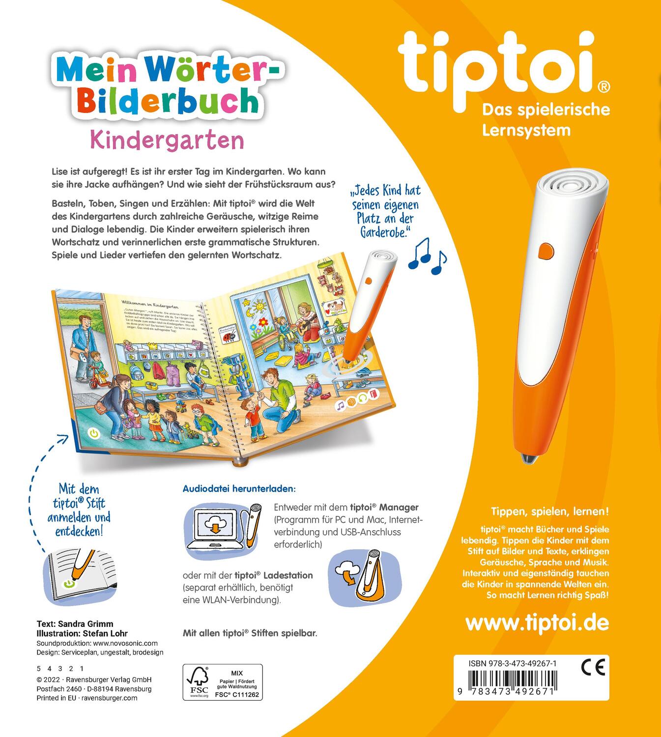 Rückseite: 9783473492671 | tiptoi® Mein Wörter-Bilderbuch Kindergarten | Sandra Grimm | Buch