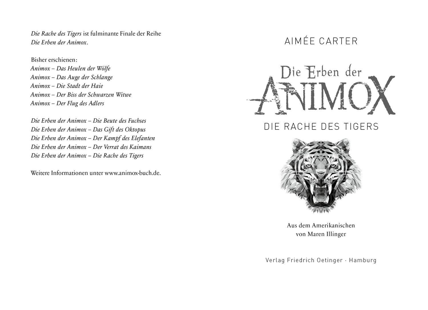 Bild: 9783751202213 | Die Erben der Animox 5. Die Rache des Tigers | Aimée Carter | Buch