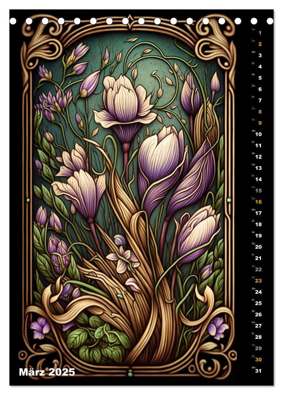 Bild: 9783435874323 | Jugendstil Blumen (Tischkalender 2025 DIN A5 hoch), CALVENDO...