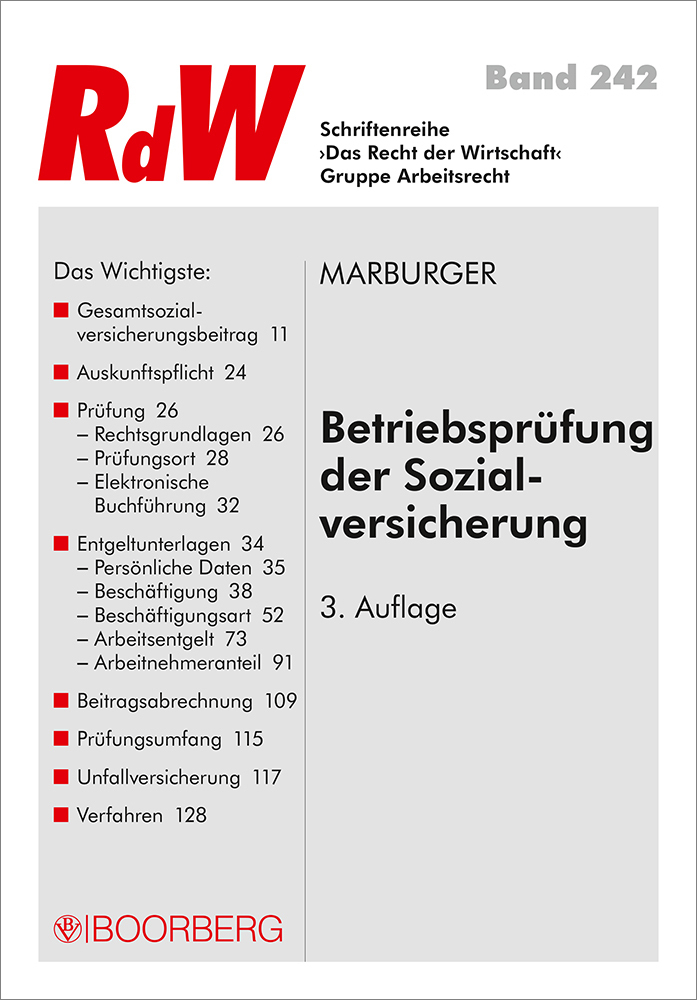 Cover: 9783415065871 | Betriebsprüfung der Sozialversicherung | Horst Marburger | Buch | 2019
