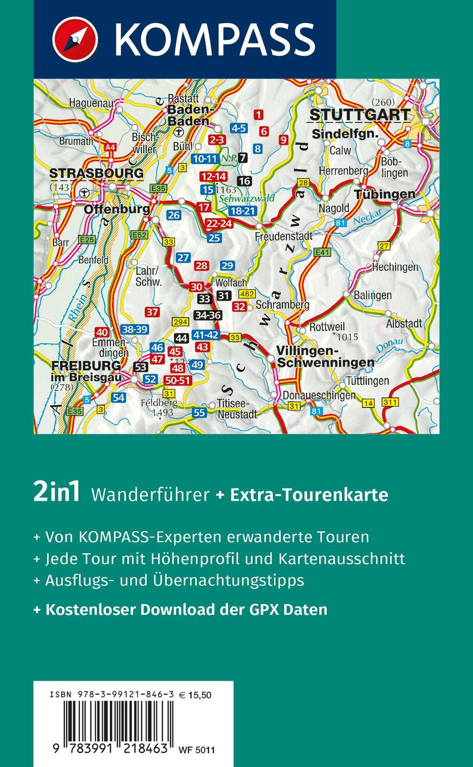 Rückseite: 9783991218463 | KOMPASS Wanderführer Schwarzwald Mitte-Nord, 50 Touren | Lisa Aigner