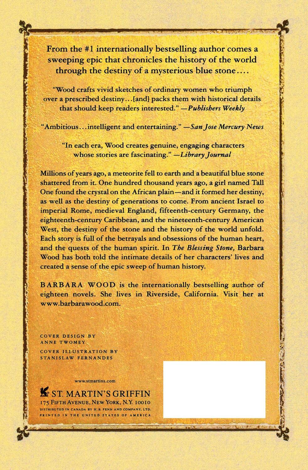 Rückseite: 9780312320249 | The Blessing Stone | Barbara Wood | Taschenbuch | Paperback | 450 S.
