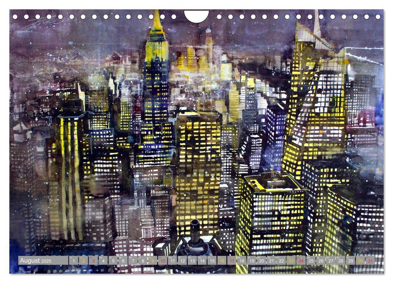 Bild: 9783435660636 | New York Watercolor Citylights (Wandkalender 2025 DIN A4 quer),...