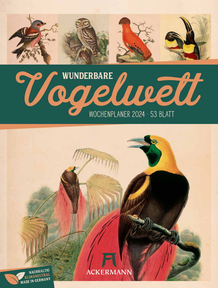 Cover: 9783838434117 | Wunderbare Vogelwelt - Vintage Wochenplaner Kalender 2024 | Kalender