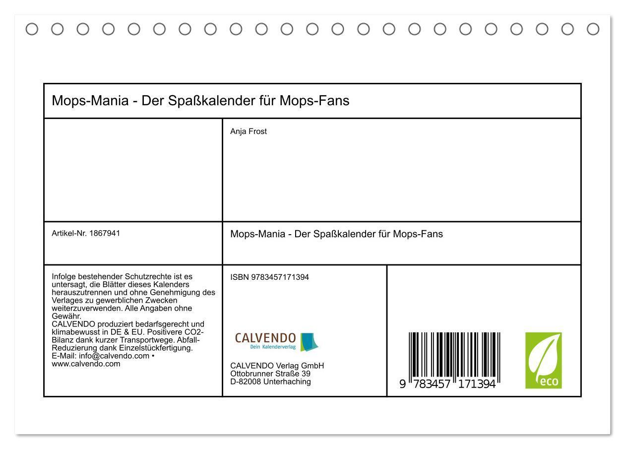 Bild: 9783457171394 | Mops-Mania - Der Spaßkalender für Mops-Fans (Tischkalender 2025 DIN...