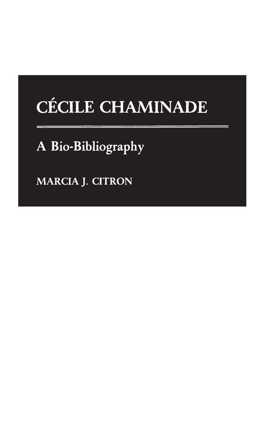 Cover: 9780313253195 | Cecile Chaminade | A Bio-Bibliography | Marcia Citron | Buch | 1988