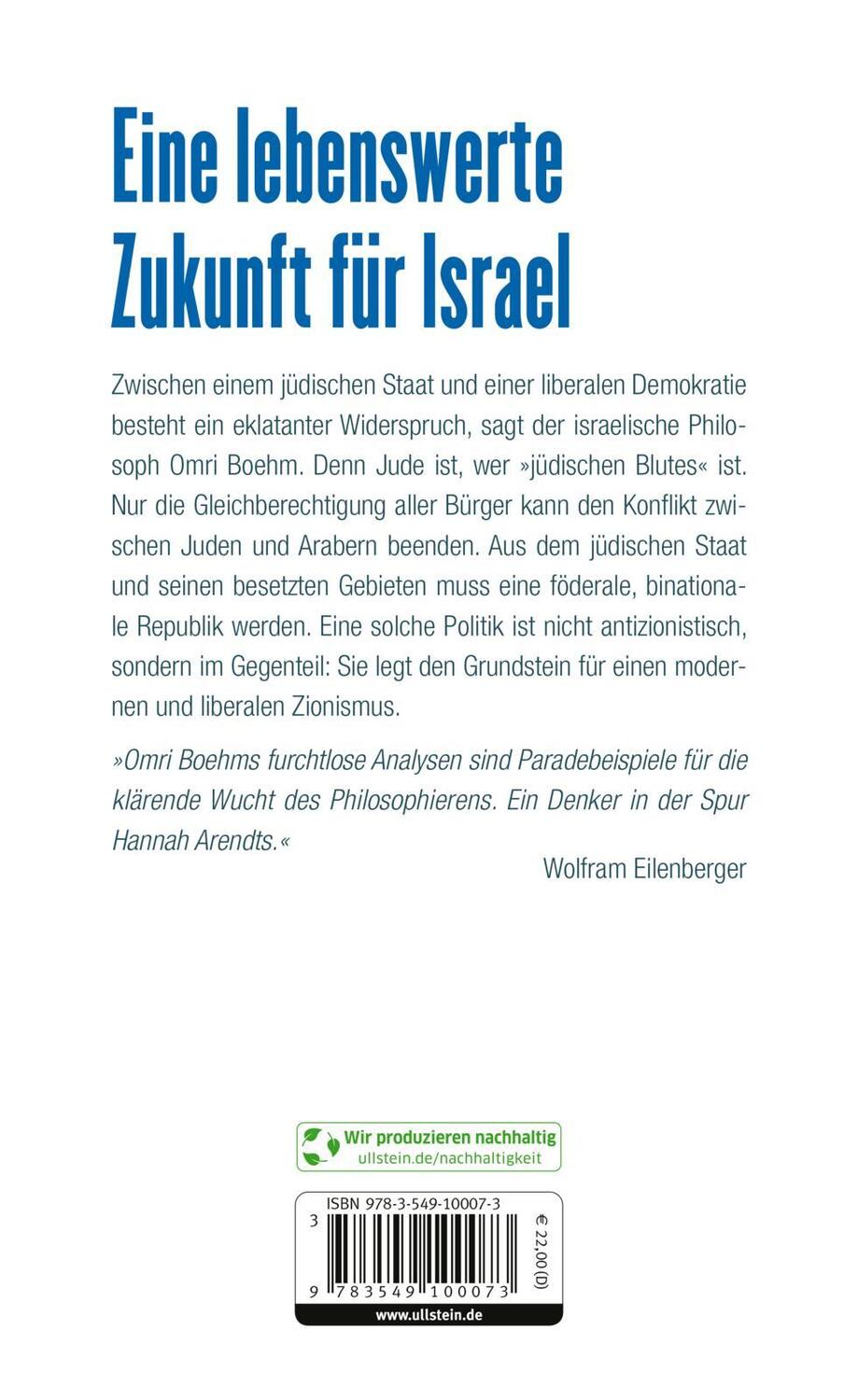Rückseite: 9783549100073 | Israel - eine Utopie | Omri Boehm | Buch | 256 S. | Deutsch | 2020