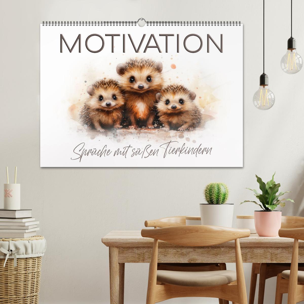 Bild: 9783383858291 | MOTIVATION Sprüche mit süßen Tierkindern (Wandkalender 2025 DIN A2...