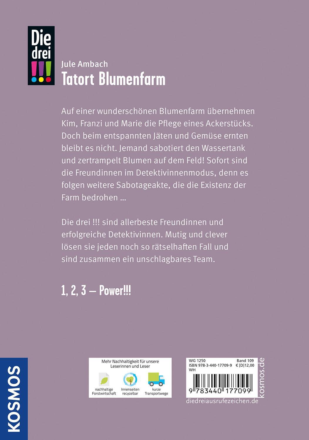 Bild: 9783440177099 | Die drei !!!, 109, Tatort Blumenfarm | Jule Ambach | Buch | 160 S.