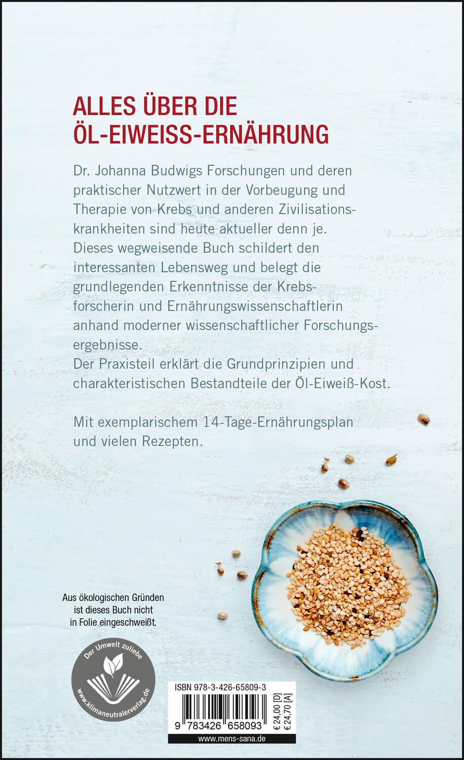 Rückseite: 9783426658093 | Die Original-Öl-Eiweiß-Kost | Das Grundlagenbuch | Buch | Deutsch