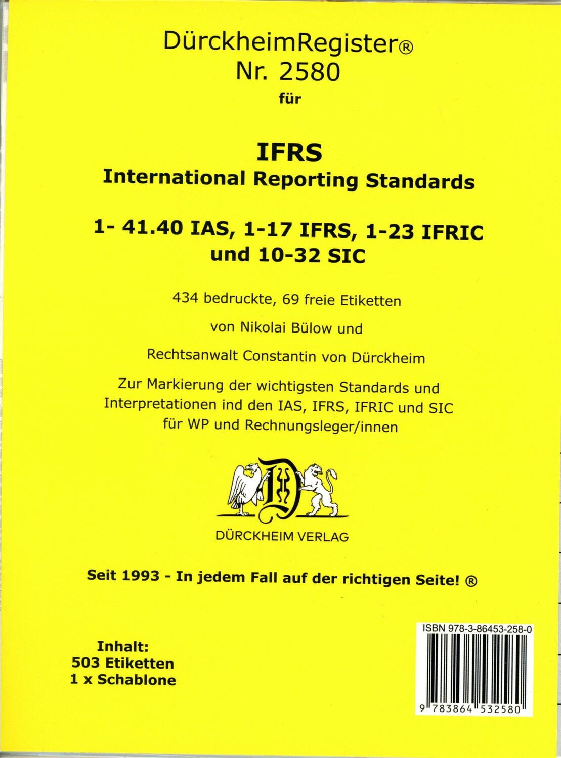 Cover: 9783864532580 | DürckheimRegister® IFRS Nr. 2580 | Constantin von Dürckheim | Buch