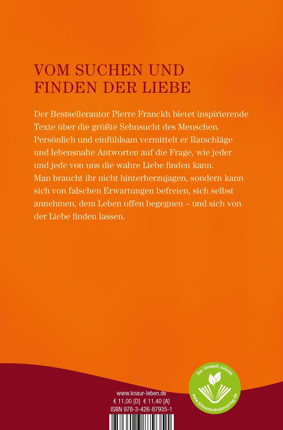 Rückseite: 9783426879351 | 21 Wege, die Liebe zu finden | Pierre Franckh | Taschenbuch | 224 S.