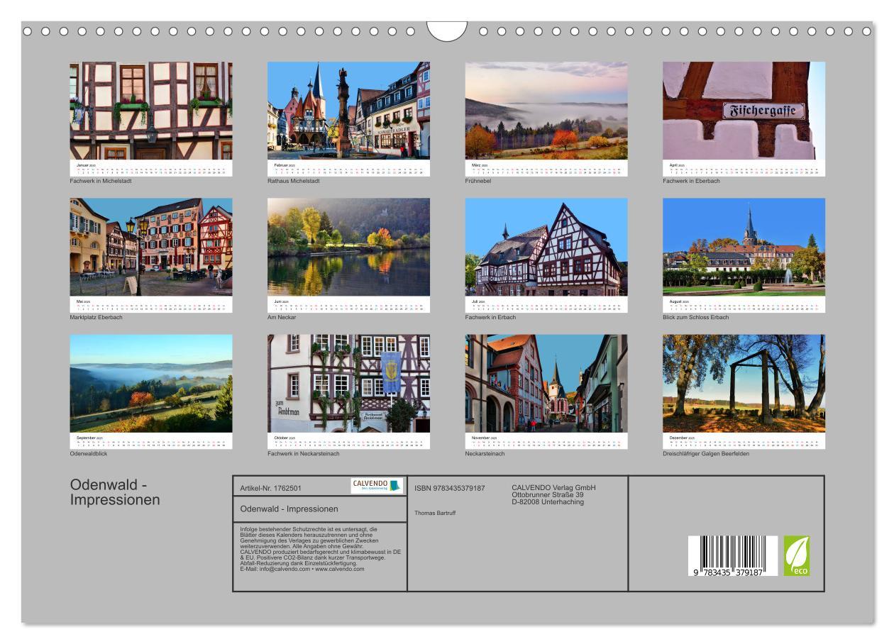 Bild: 9783435379187 | Odenwald - Impressionen (Wandkalender 2025 DIN A3 quer), CALVENDO...