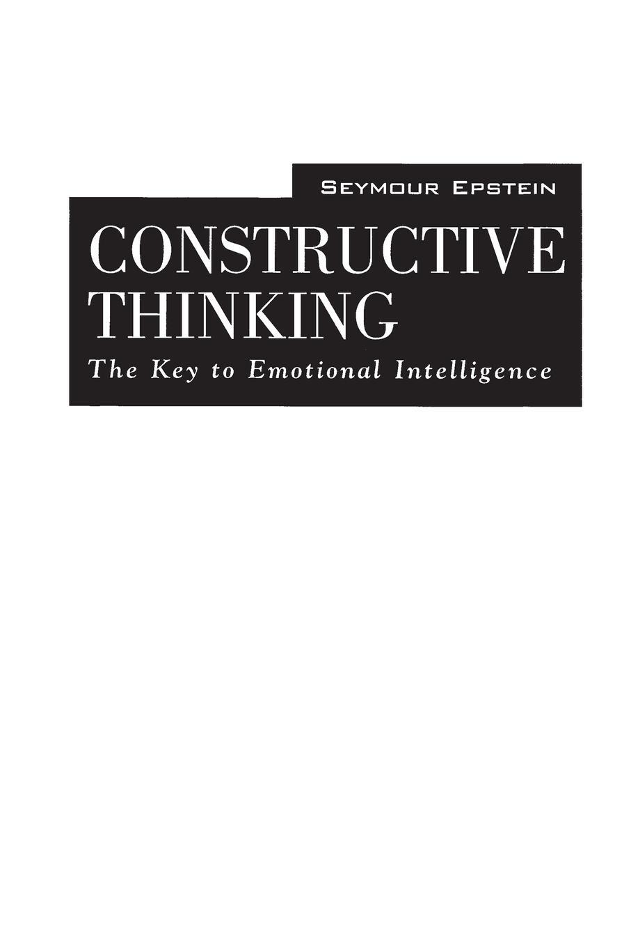 Cover: 9780275958855 | Constructive Thinking | The Key to Emotional Intelligence | Epstein