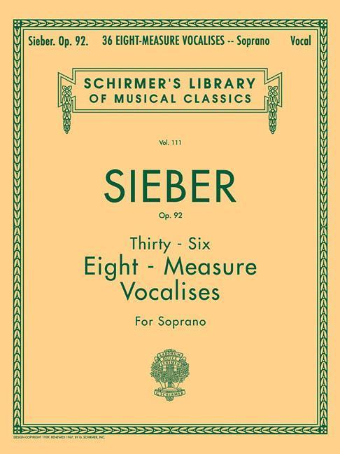 Cover: 73999527902 | 36 Eight-Measure Vocalises, Op. 92 | F. Sieber | Taschenbuch | Buch