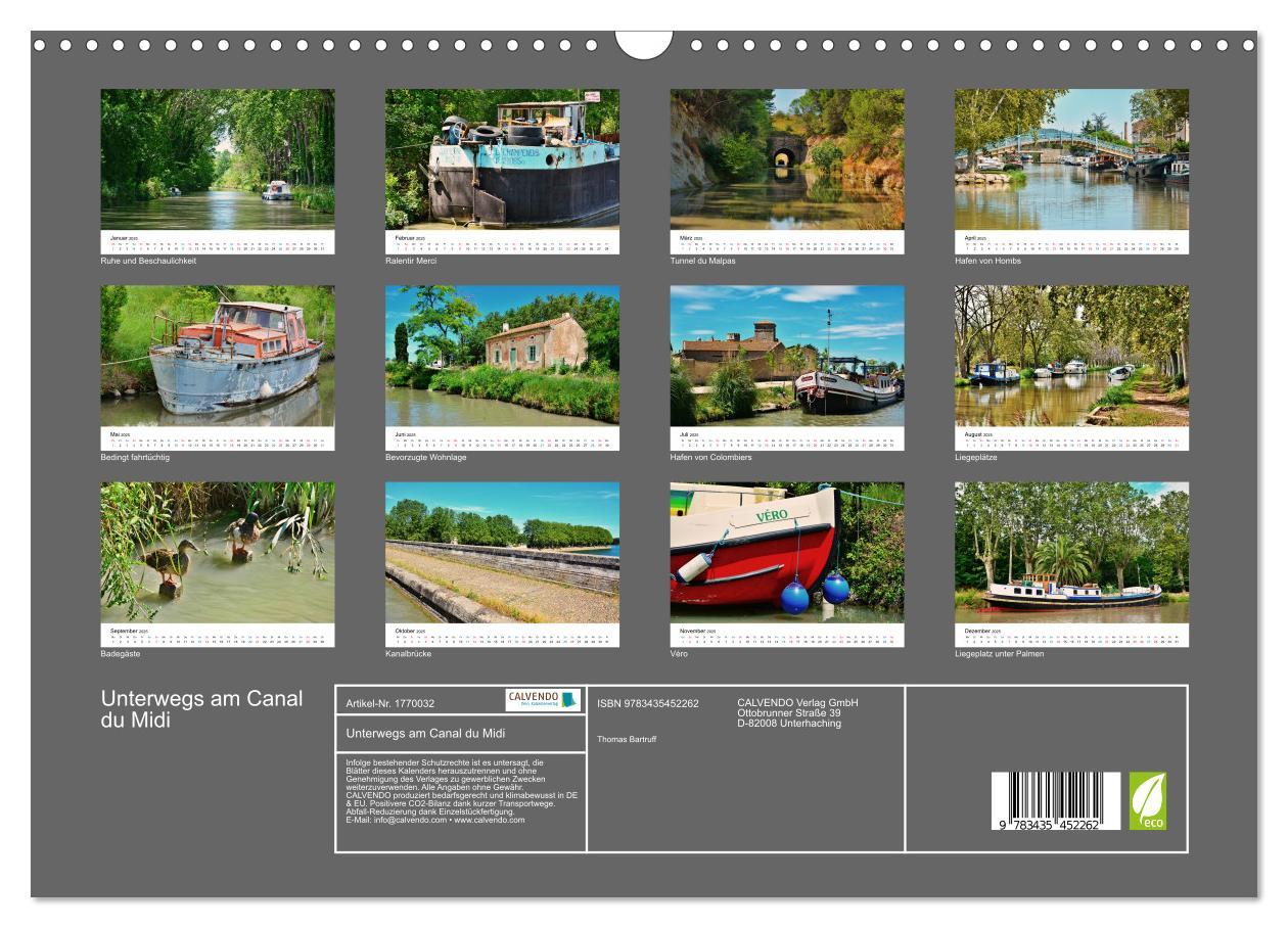 Bild: 9783435452262 | Unterwegs am Canal du Midi (Wandkalender 2025 DIN A3 quer),...