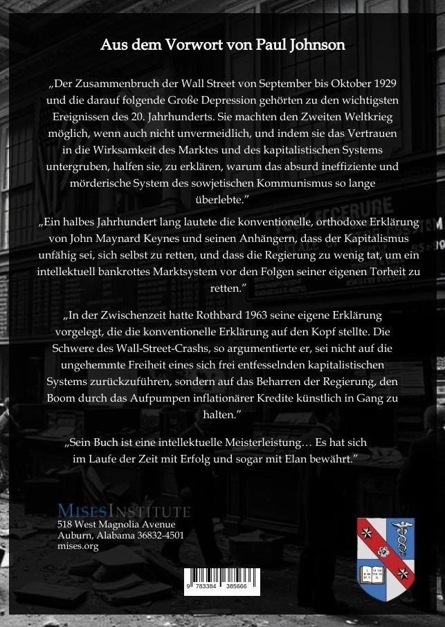 Rückseite: 9783384385666 | Amerikas Große Depression | Murray N. Rothbard | Taschenbuch | Deutsch