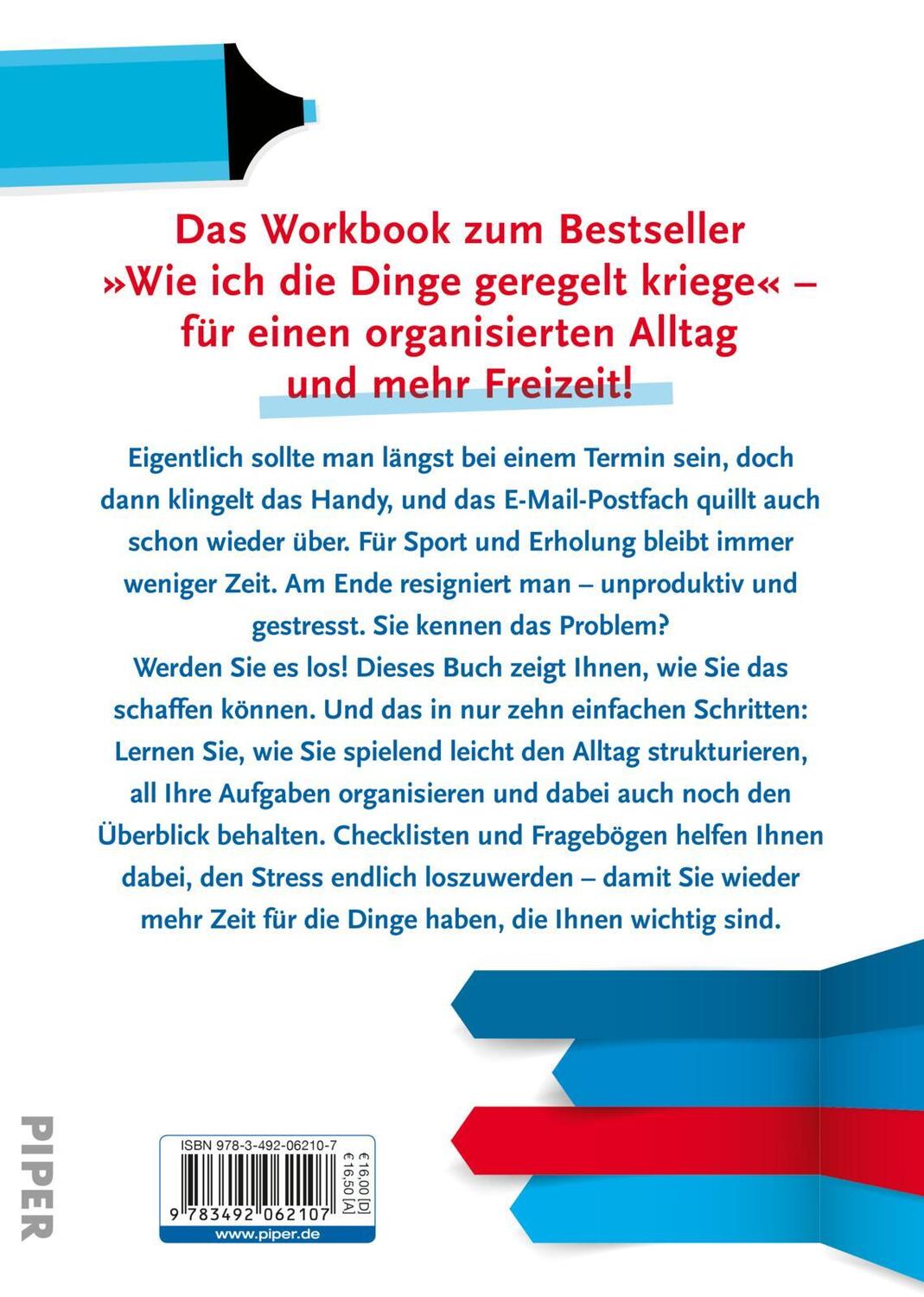 Rückseite: 9783492062107 | Wie ich die Dinge geregelt kriege - Das Workbook | David Allen | Buch