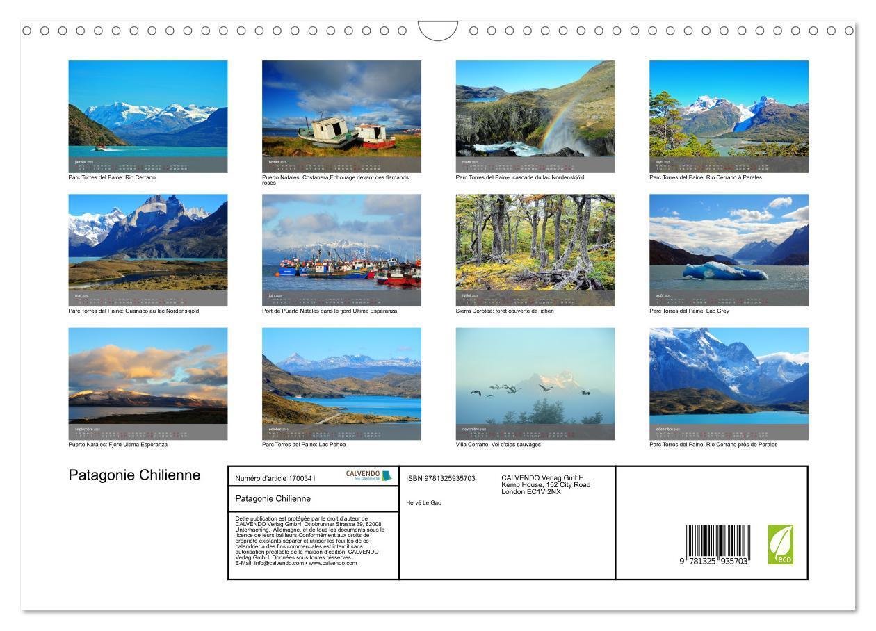 Bild: 9781325935703 | Patagonie Chilienne (Calendrier mural 2025 DIN A3 vertical),...