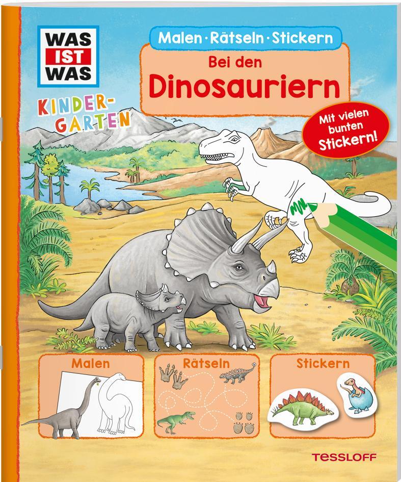 Cover: 9783788622596 | WAS IST WAS Kindergarten Malen Rätseln Stickern Bei den Dinosauriern