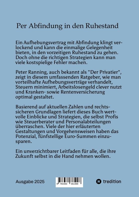 Rückseite: 9783384361998 | Per Abfindung in den Ruhestand - Ein Leitfaden zur Optimierung von...