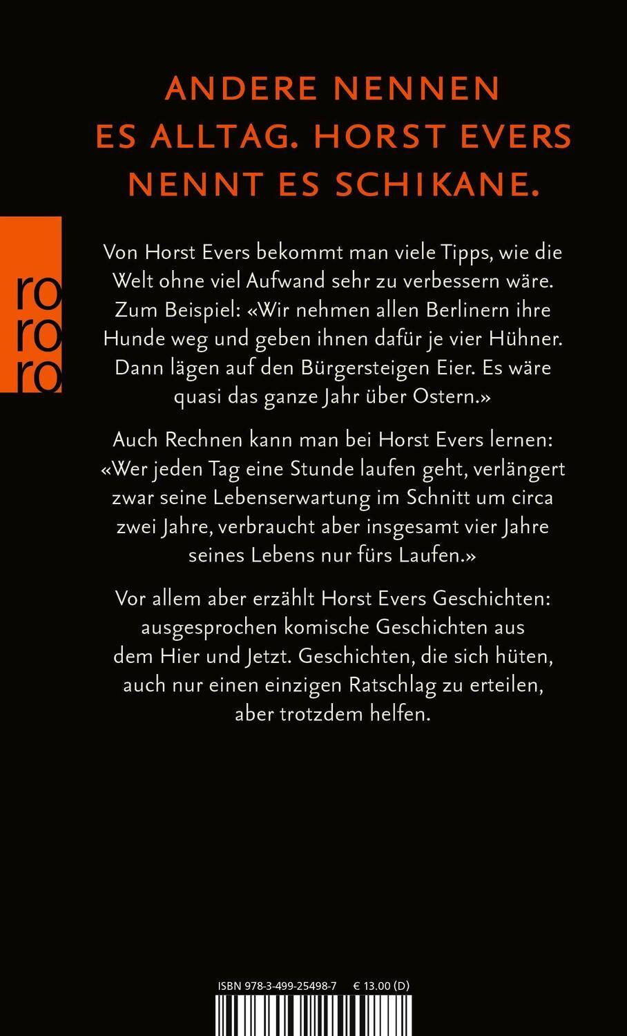 Rückseite: 9783499254987 | Für Eile fehlt mir die Zeit | Horst Evers | Taschenbuch | 224 S.