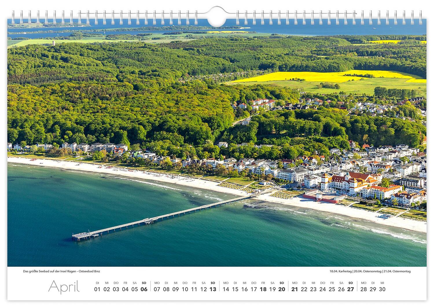 Bild: 9783910680579 | Kalender Rügen Luftaufnahmen 2025 | 45 x 30 cm weißes Kalendarium