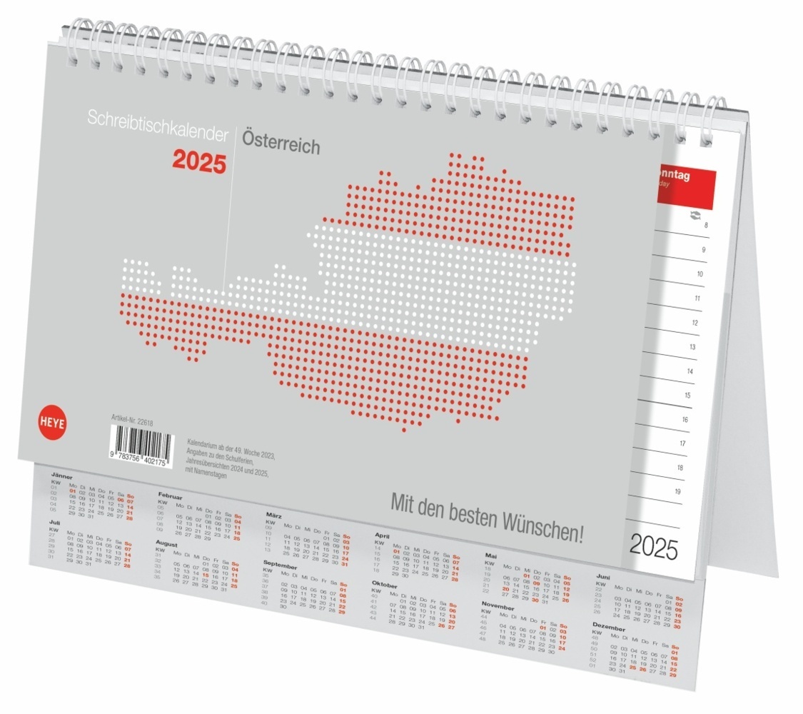 Cover: 9783756407613 | Schreibtischkalender Österreich groß 2025 | Kalender | Spiralbindung