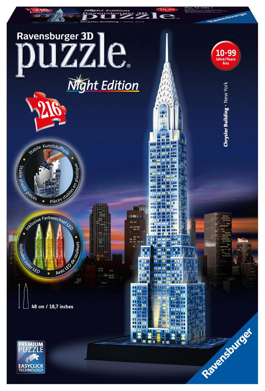 Cover: 4005556125951 | Chrysler Building bei Nacht.Night Edition 3-D Puzzle 216 Teile | Spiel