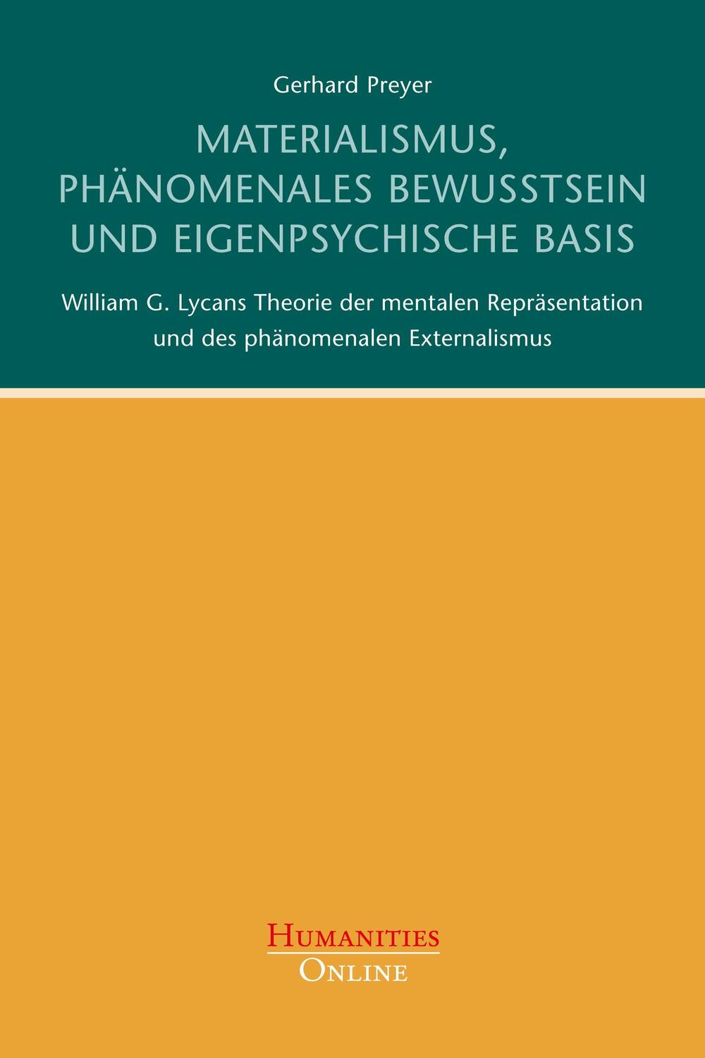 Cover: 9783941743342 | Materialismus, phänomenales Bewusstsein und eigenpsychische Basis