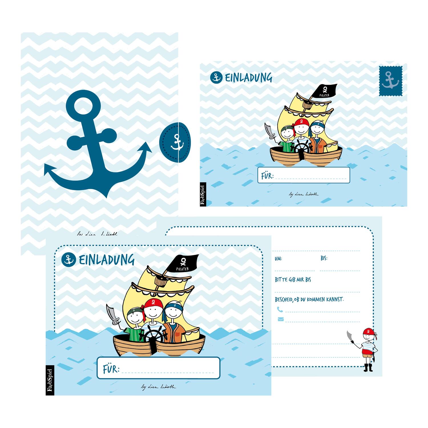 Cover: 9783961115037 | 12 Einladungskarten Geburtstag Junge (Piraten). Handgemachte...