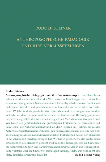 Cover: 9783727430923 | Anthroposophische Pädagogik und ihre Voraussetzungen | Rudolf Steiner